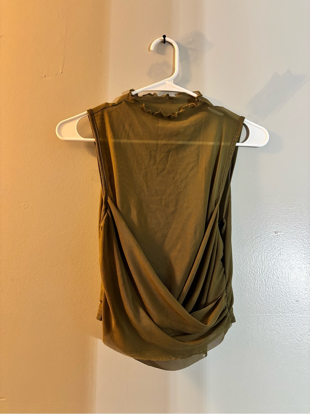 Sleeveless Olive Draped Tank Top